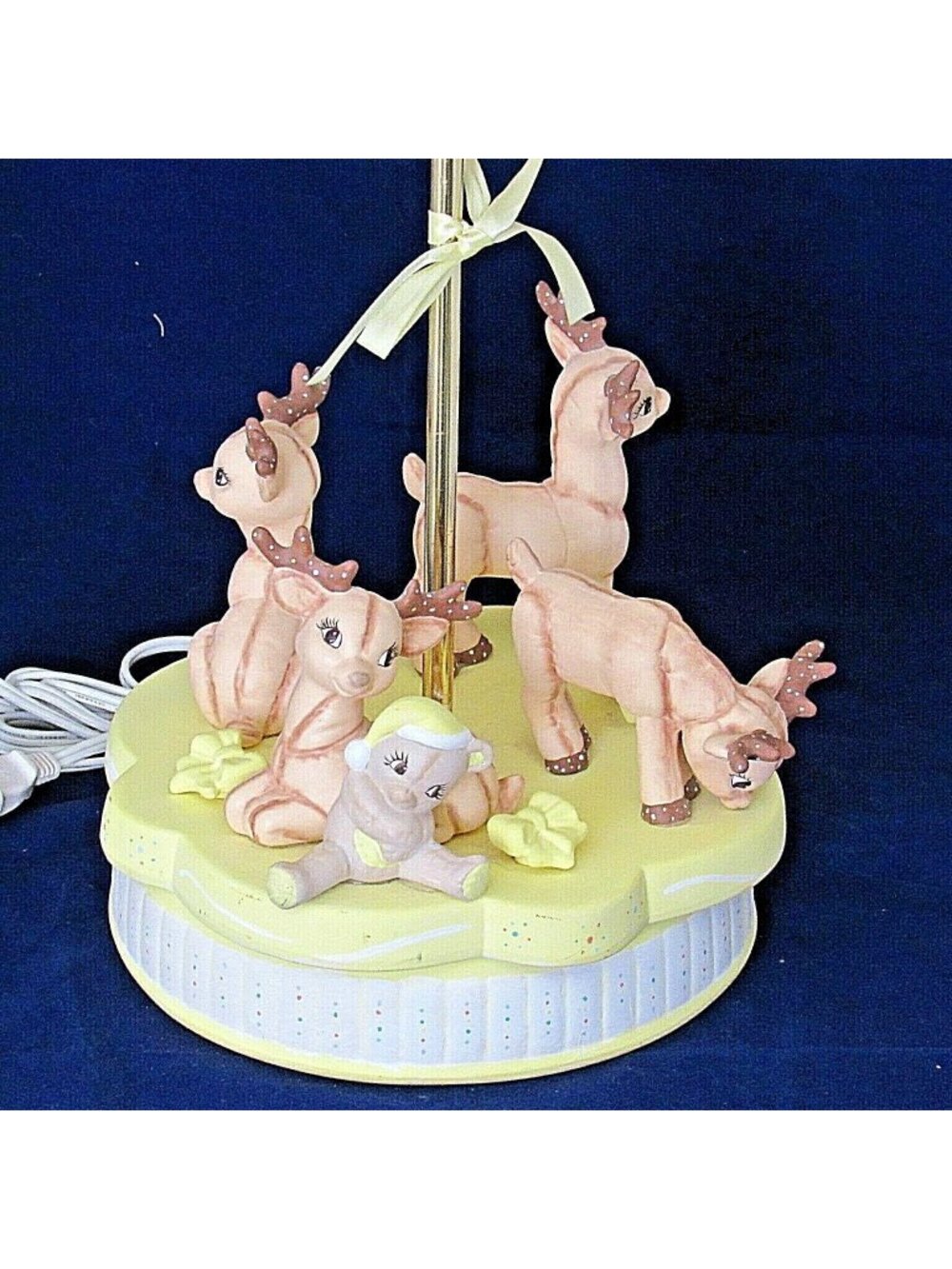 Vintage Kimple Reindeer Lamp Baby Polka Dot Yellow Teddy Bear - Picture 3 of 9